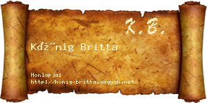 Kőnig Britta névjegykártya